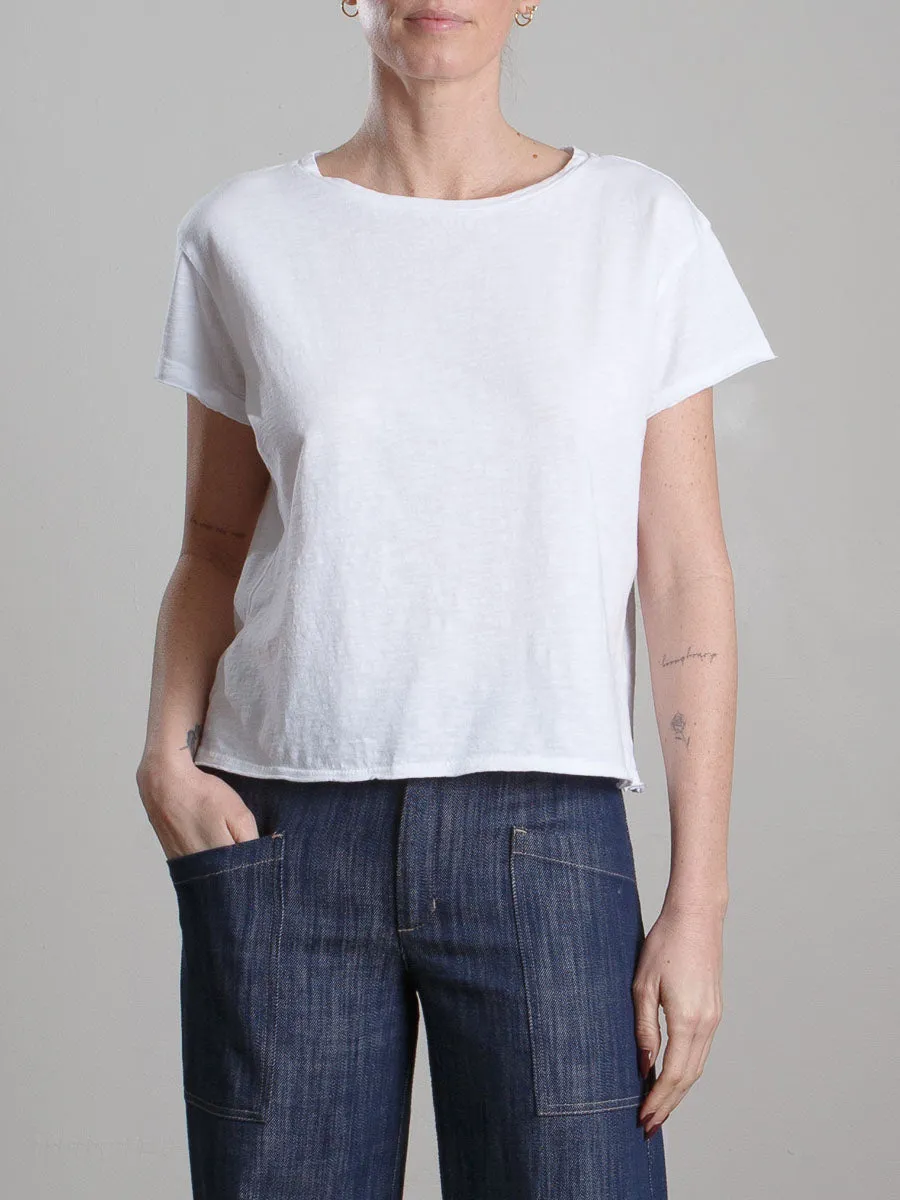 Kerri Boxy Crop Tee in Supima Slub - White