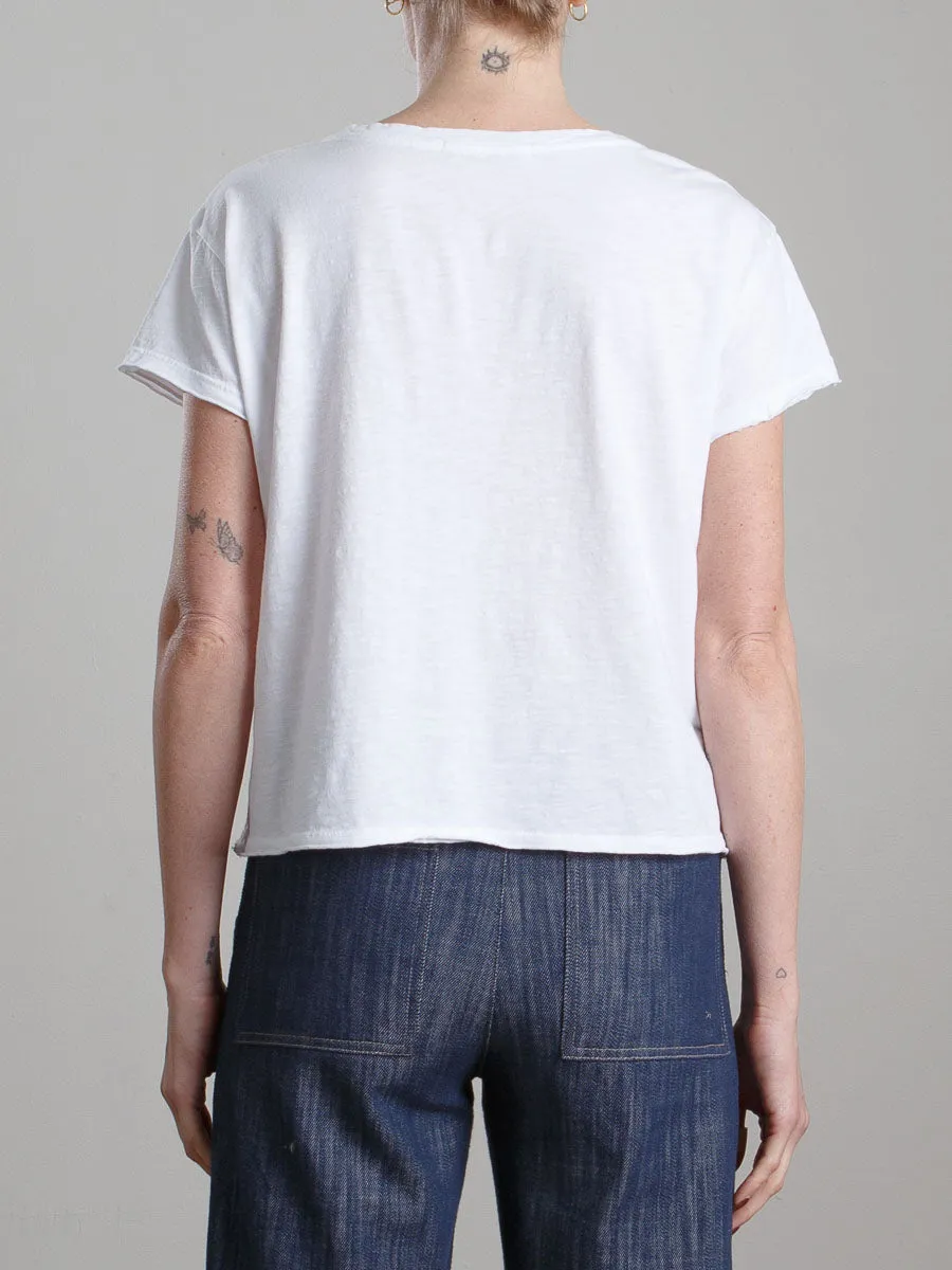 Kerri Boxy Crop Tee in Supima Slub - White