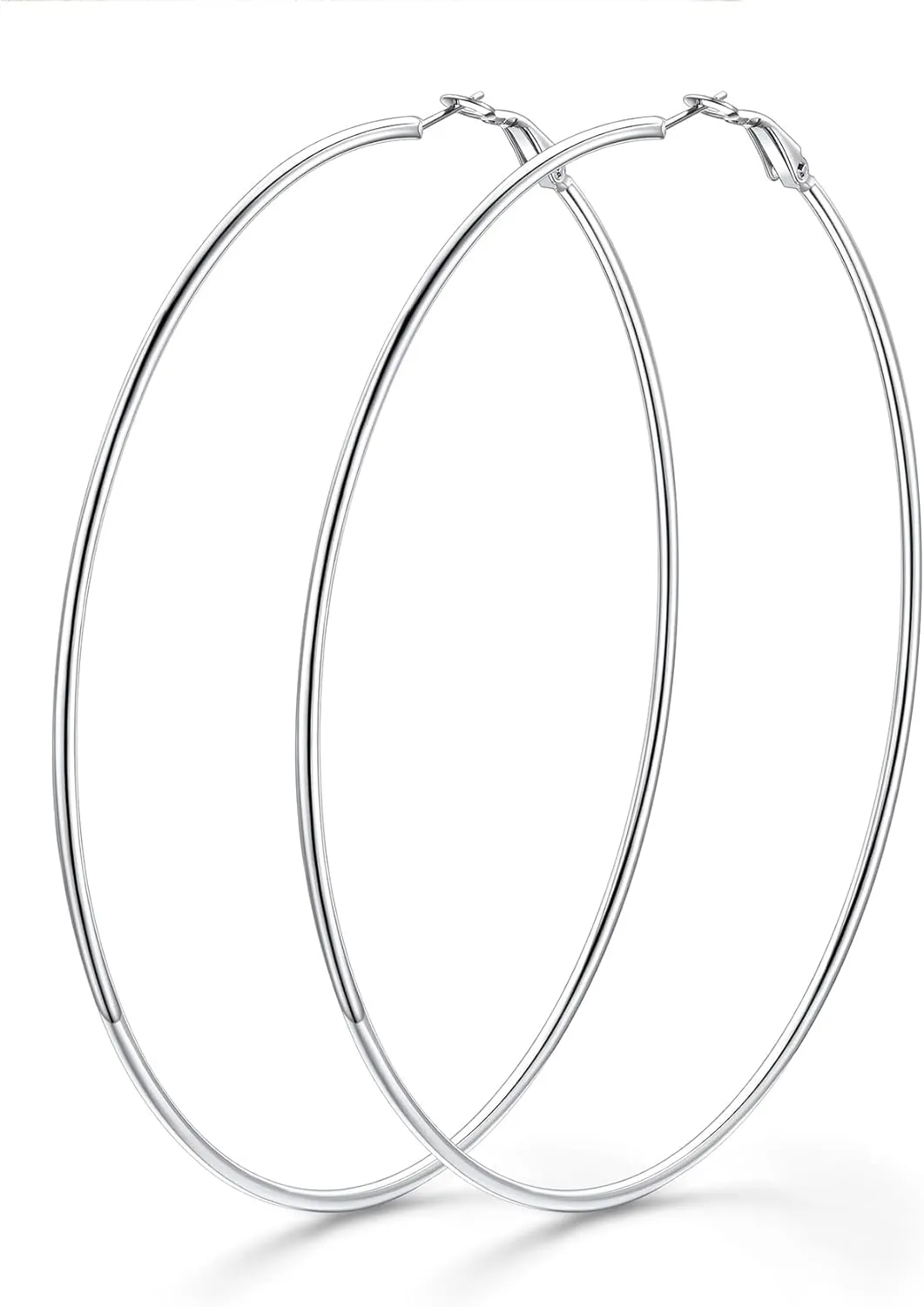 KeyStyle Gold Hoop Earrings for Women, Stainless Steel Hoops Earring Lightweight Loops, 2 mm Thick Hypoallergenic Circle Endless Thin Hoop (30 mm,50 mm,70 mm,100 mm)