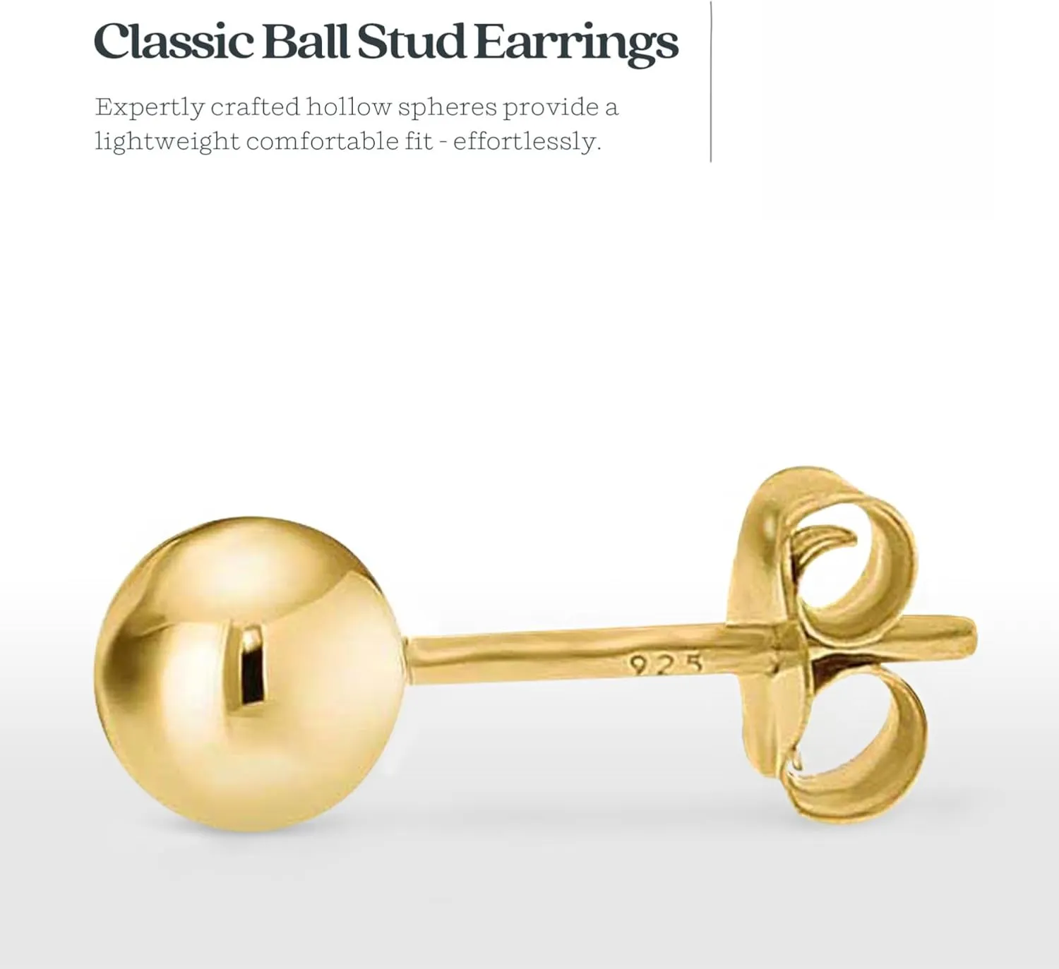 KEZEF 3 Pair Set Earrings for Women Girls | Sterling Silver, 14k Gold Plated & Rose Gold Plated Ball Earrings 925 Hypoallergenic Round Stud Earrings| Set of 2mm, 3mm & 4mm