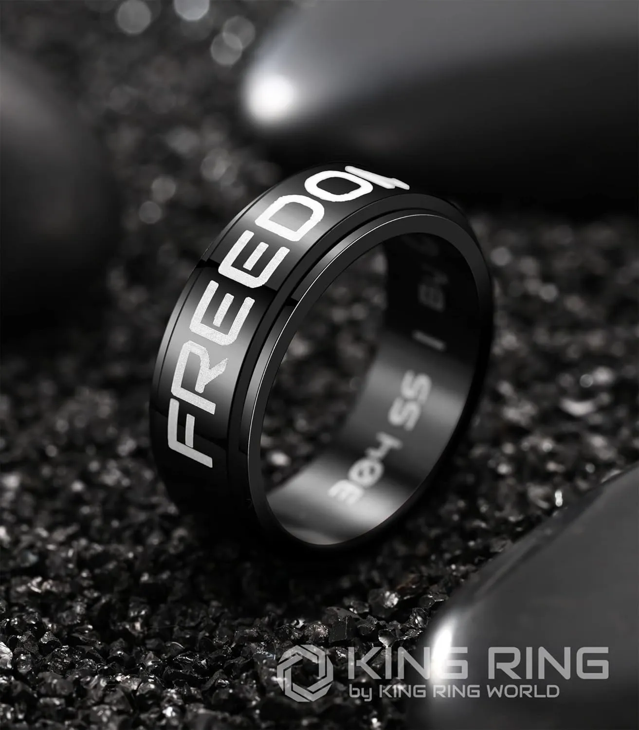 King Ring 8mm Freedom Spinner Ring  Stainless Steel Fidget Ring for Men & Women  Designed in USA