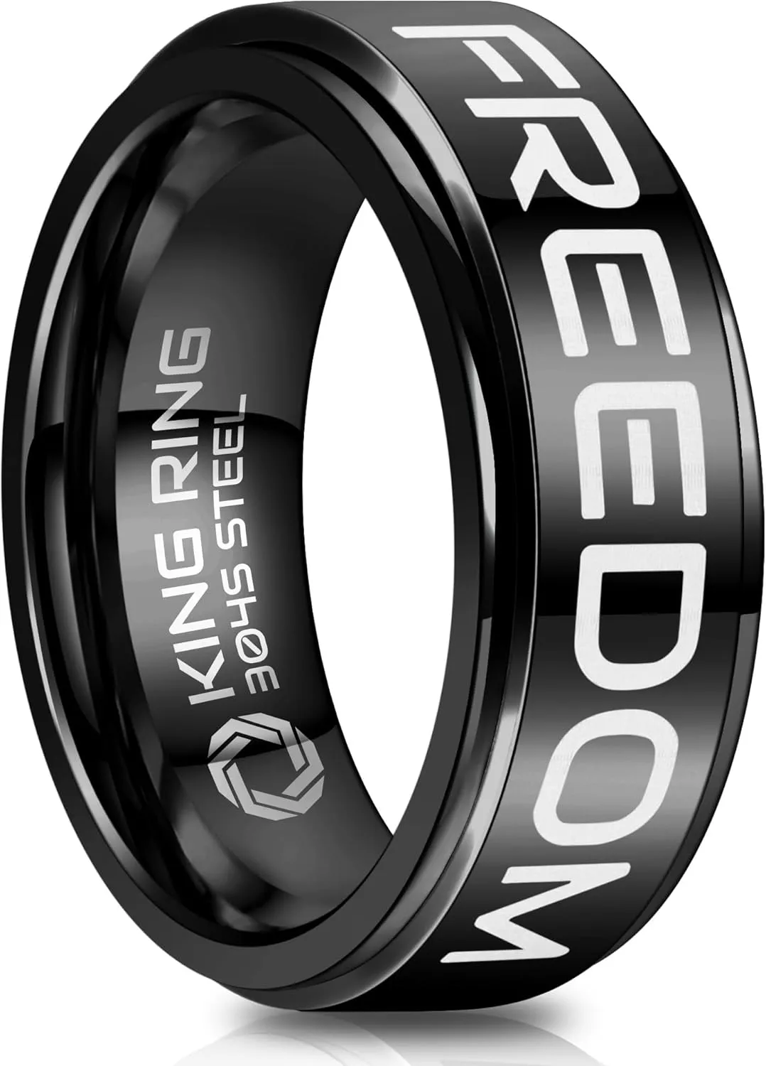 King Ring 8mm Freedom Spinner Ring  Stainless Steel Fidget Ring for Men & Women  Designed in USA