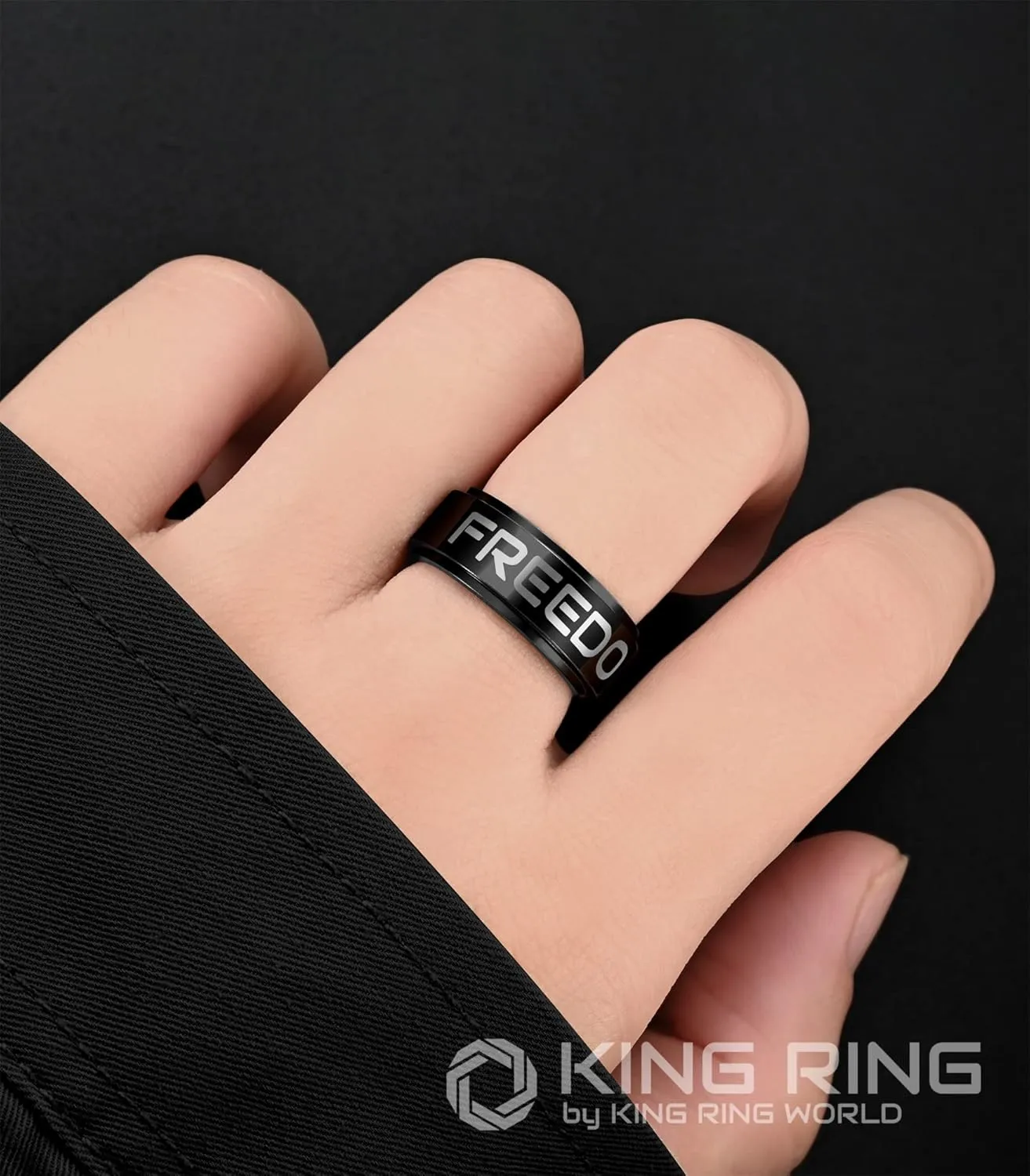 King Ring 8mm Freedom Spinner Ring  Stainless Steel Fidget Ring for Men & Women  Designed in USA