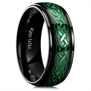 King Will Stainless Steel Ring for Men Celtic Knots Wedding Rings Black and Green Red Plated Statement Ring 8mm Width Mens Jewelry Size 7-14Celtic Collection