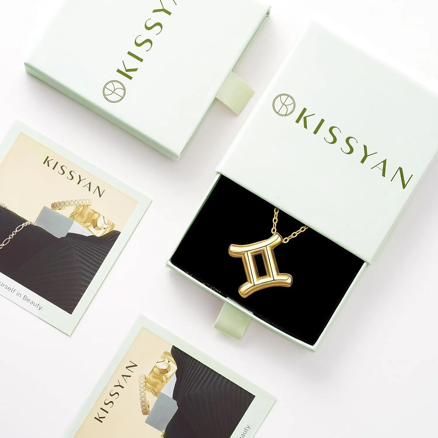 KissYan Zodiac Necklace, 14K Gold Plated Bubble Constellation Horoscope Sign Pendant Astrology Jewelry Birthday Gifts for Women