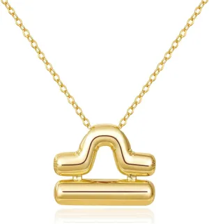 KissYan Zodiac Necklace, 14K Gold Plated Bubble Constellation Horoscope Sign Pendant Astrology Jewelry Birthday Gifts for Women