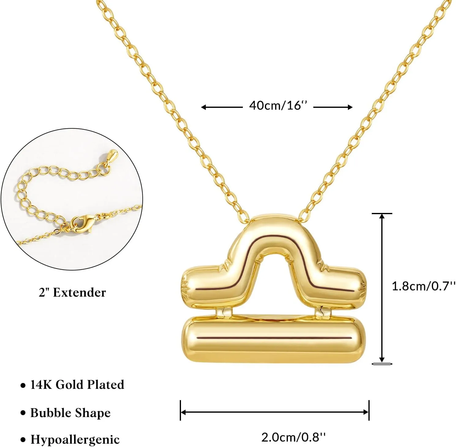 KissYan Zodiac Necklace, 14K Gold Plated Bubble Constellation Horoscope Sign Pendant Astrology Jewelry Birthday Gifts for Women