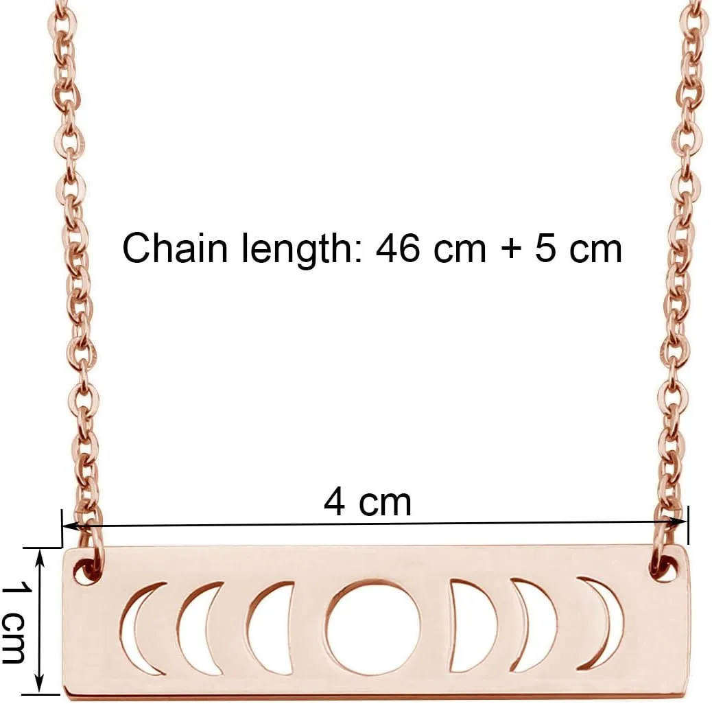 KUIYAI Moon Phase Necklace Bar Pendant Triple Goddess Jewelry