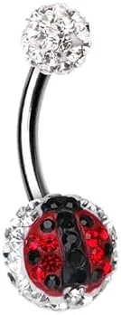 Ladybug Multi-Sprinkle Dot Gem Cubic Zirconia Navel Belly Button Ring