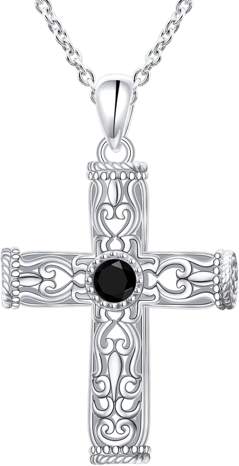 Ladytree 925 Sterling Silver Cross Necklace for Women Christian Religious Dainty Pendant Jewelry
