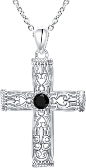 Ladytree 925 Sterling Silver Cross Necklace for Women Christian Religious Dainty Pendant Jewelry