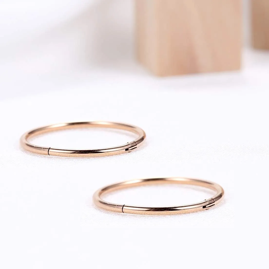 Lantine Rose Golden Hinged 20g 18g 16g Nose Rings Hoops 6mm 8mm 10mm 12mm 14mm 16mm Septum Ring Clicker Cartilage Helix Hoop Earrings Set