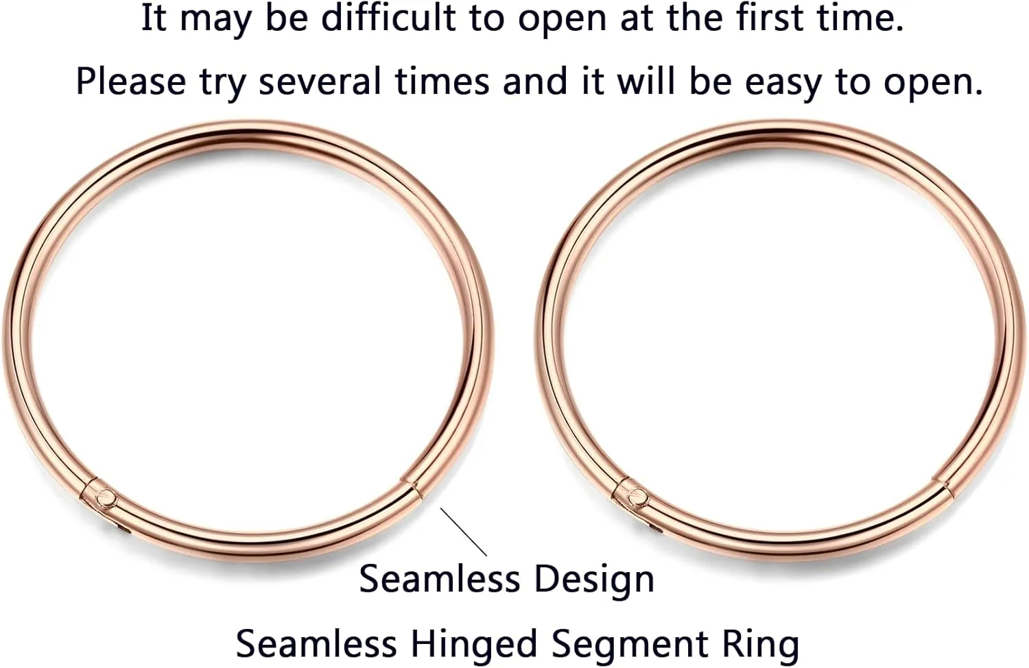 Lantine Rose Golden Hinged 20g 18g 16g Nose Rings Hoops 6mm 8mm 10mm 12mm 14mm 16mm Septum Ring Clicker Cartilage Helix Hoop Earrings Set