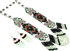 Layered Beaded Necklace  Boho Native Handmade Seed Bead Tassel Necklace, Bohemian Large Statement Beaded Necklace for Women