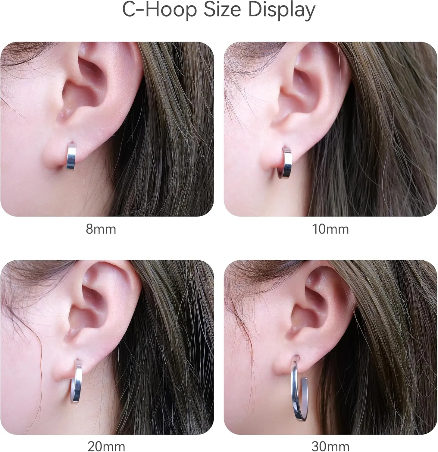 Limerencia Hypoallergenic G23 Pure Titanium Big Post Thin Square Edge Open Hoop | F136 Implant Grade Womens Dainty Hoop Earrings | Lightweight for Sensitive Ears