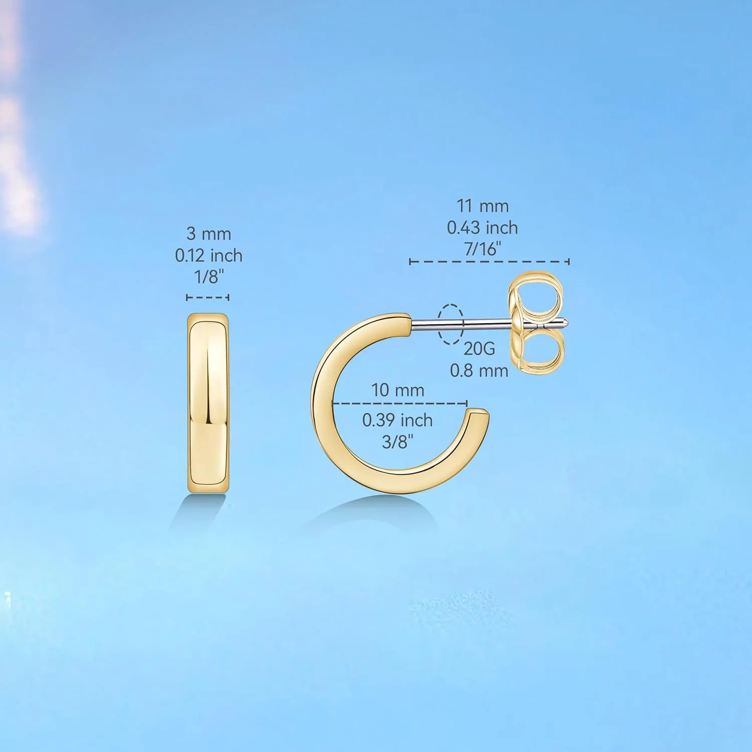 Limerencia Hypoallergenic G23 Pure Titanium Big Post Thin Square Edge Open Hoop | F136 Implant Grade Womens Dainty Hoop Earrings | Lightweight for Sensitive Ears
