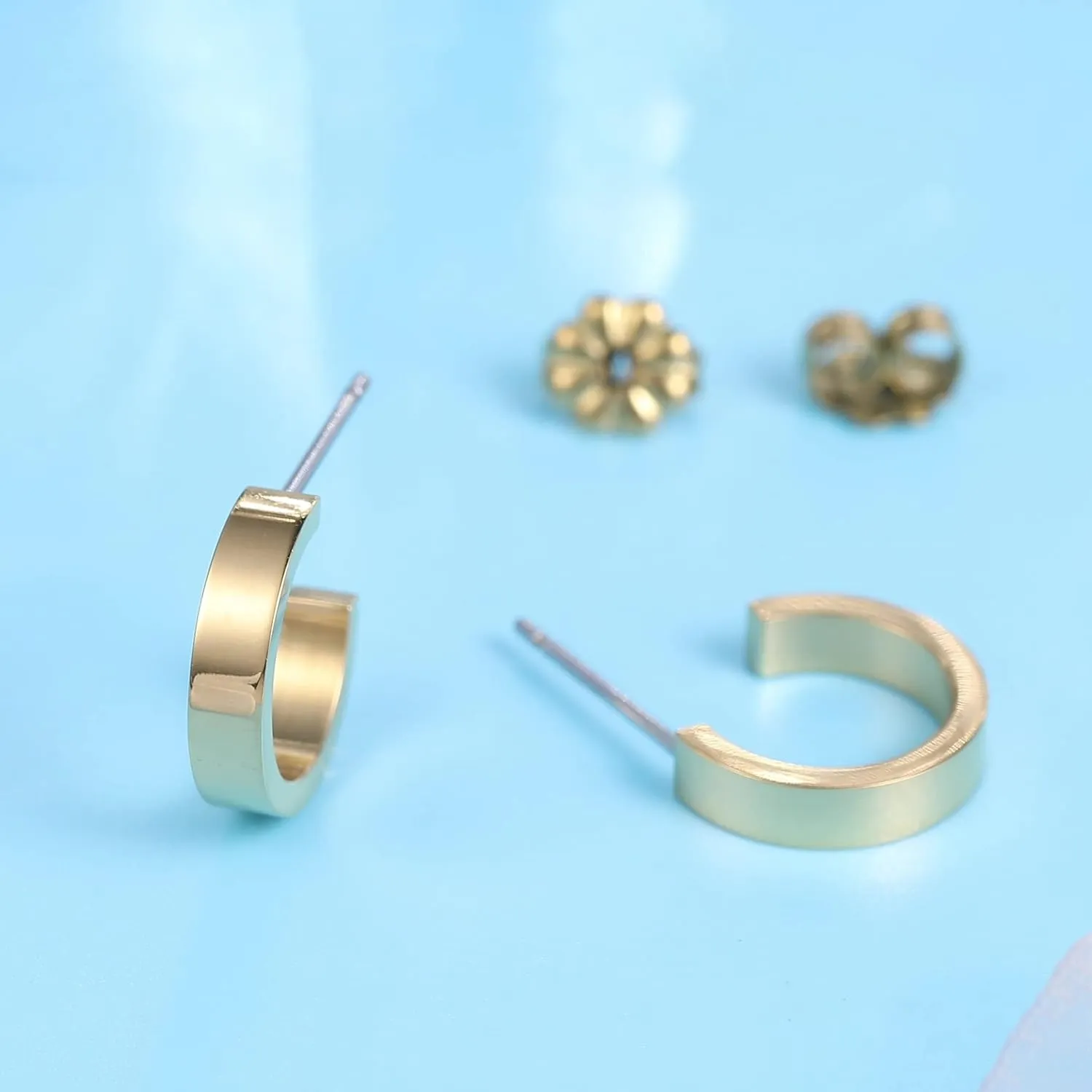 Limerencia Hypoallergenic G23 Pure Titanium Big Post Thin Square Edge Open Hoop | F136 Implant Grade Womens Dainty Hoop Earrings | Lightweight for Sensitive Ears