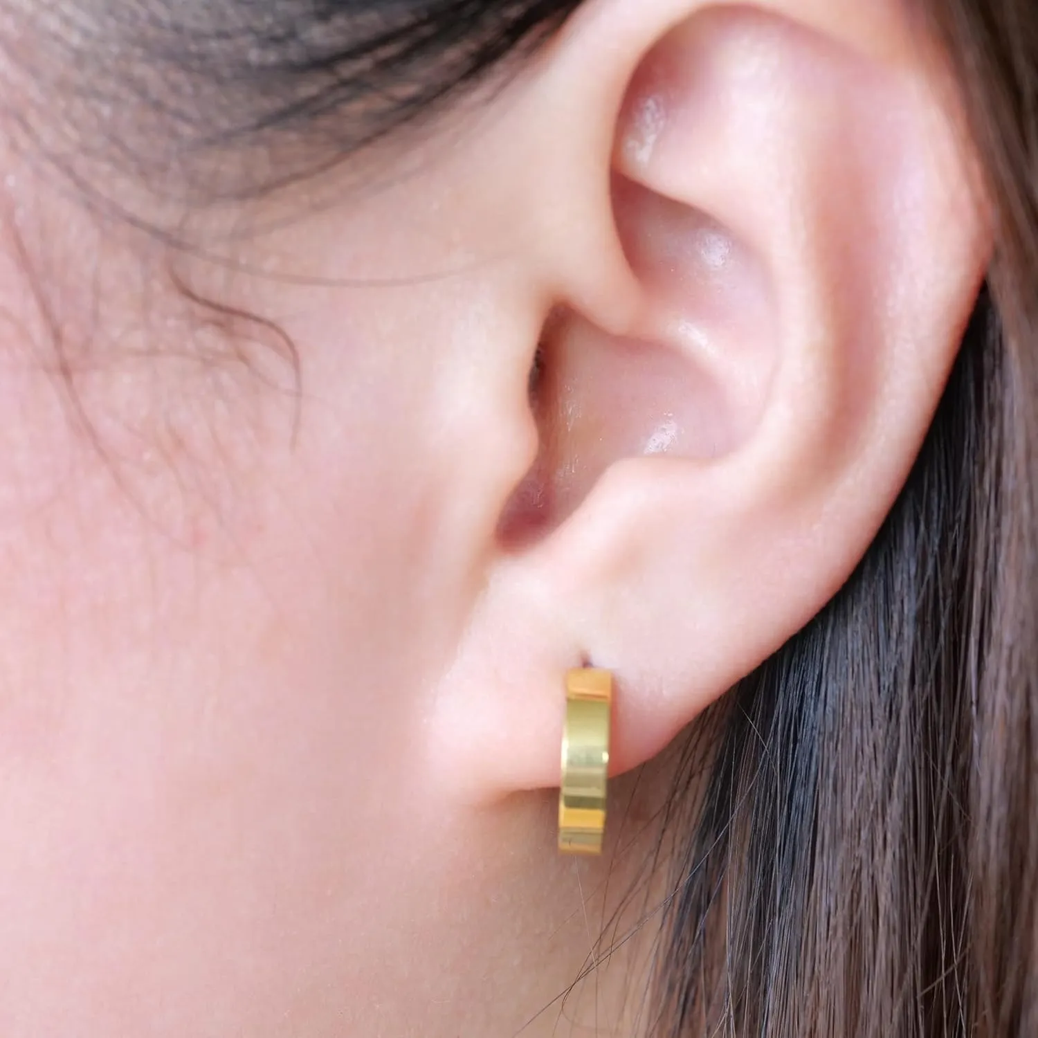 Limerencia Hypoallergenic G23 Pure Titanium Big Post Thin Square Edge Open Hoop | F136 Implant Grade Womens Dainty Hoop Earrings | Lightweight for Sensitive Ears