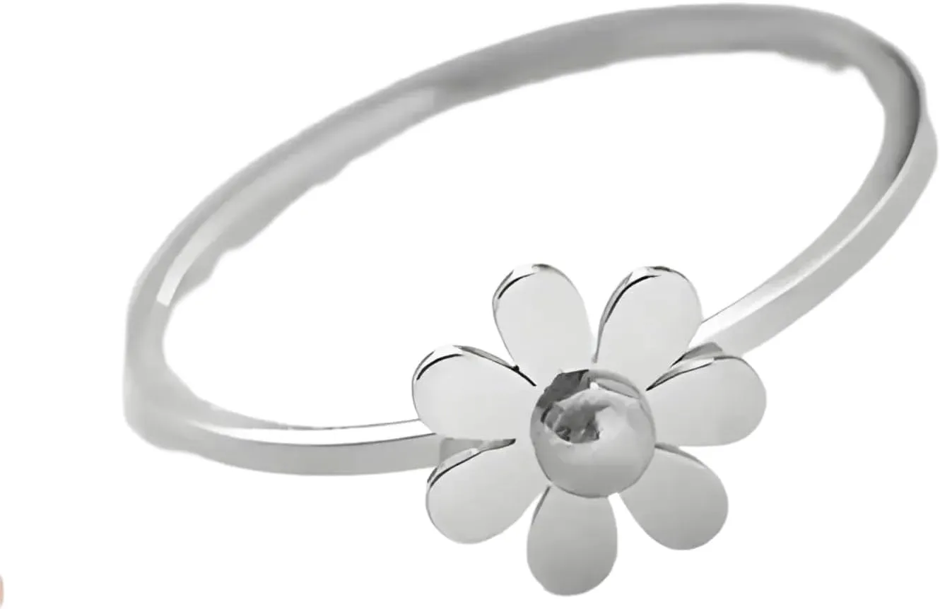 Listing Simple Sun Flower Petals Titanium Steel Ring Rose Gold Small Daisy Flower Couple Rings Jewelry For Women-NG11