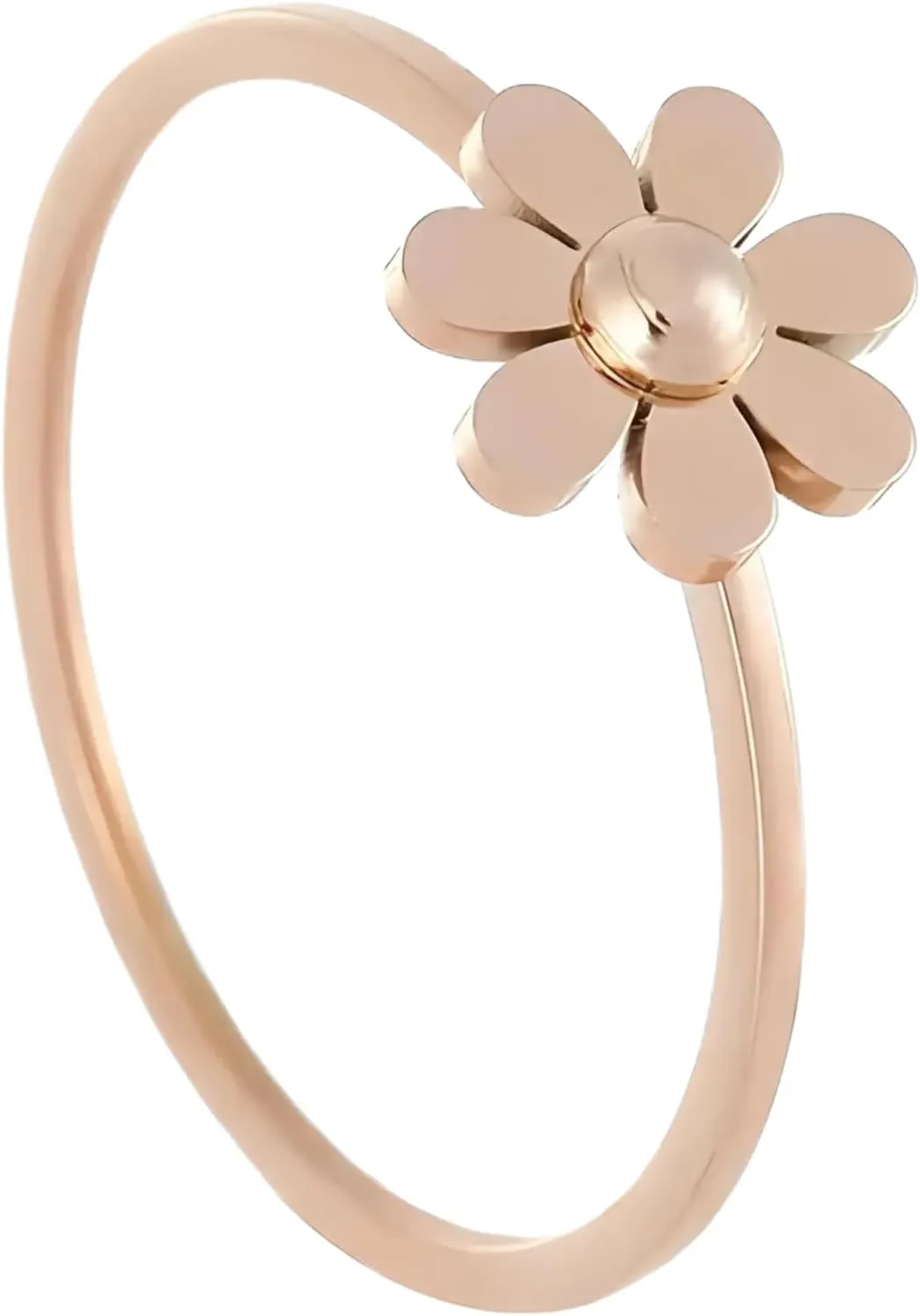 Listing Simple Sun Flower Petals Titanium Steel Ring Rose Gold Small Daisy Flower Couple Rings Jewelry For Women-NG11