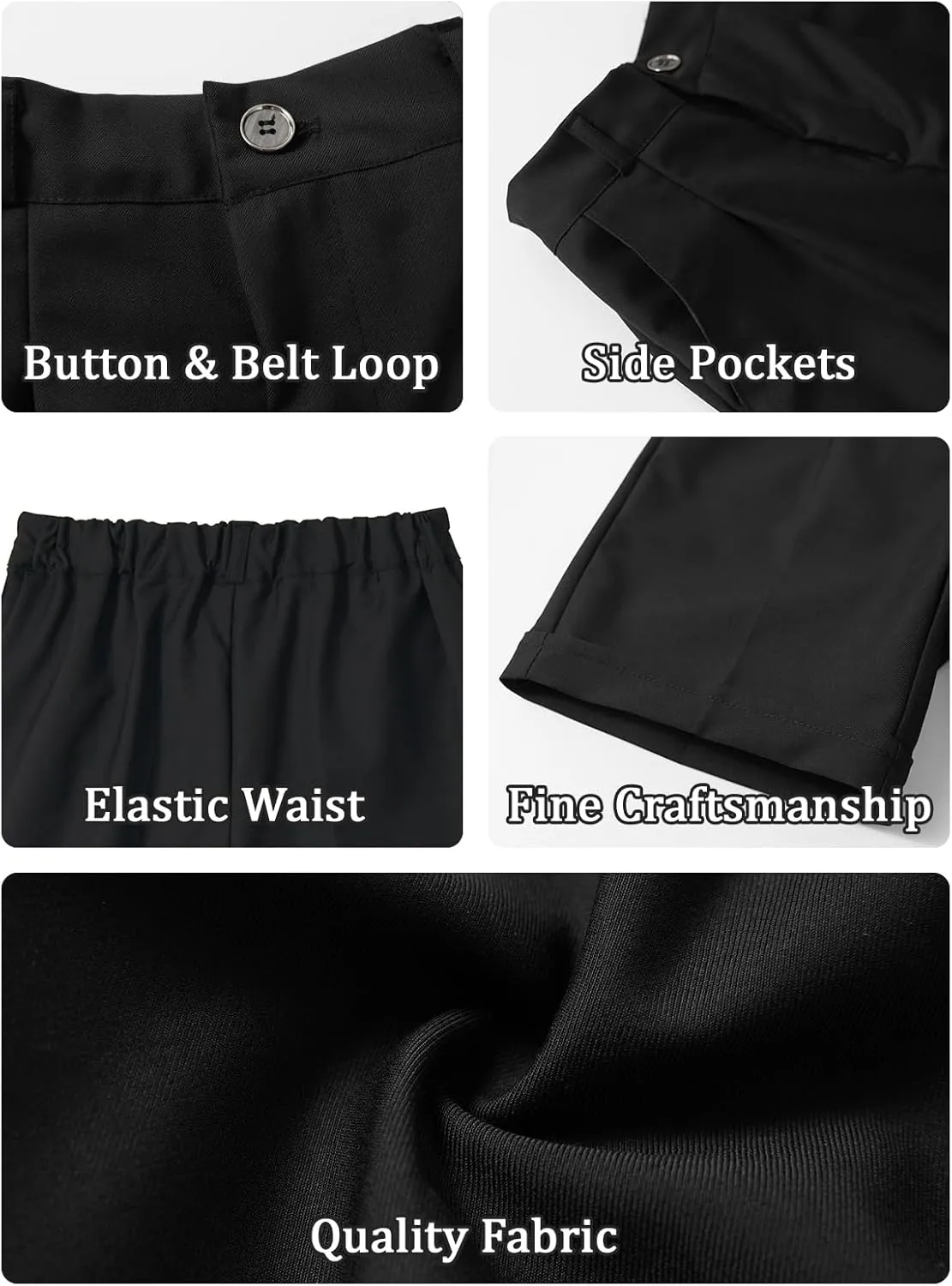 LOLANTA Boys Dress Shorts, Kids Summer Shorts School Uniform Outfit,Flat Front, Solid, Adjustable Waist 2-14 Years