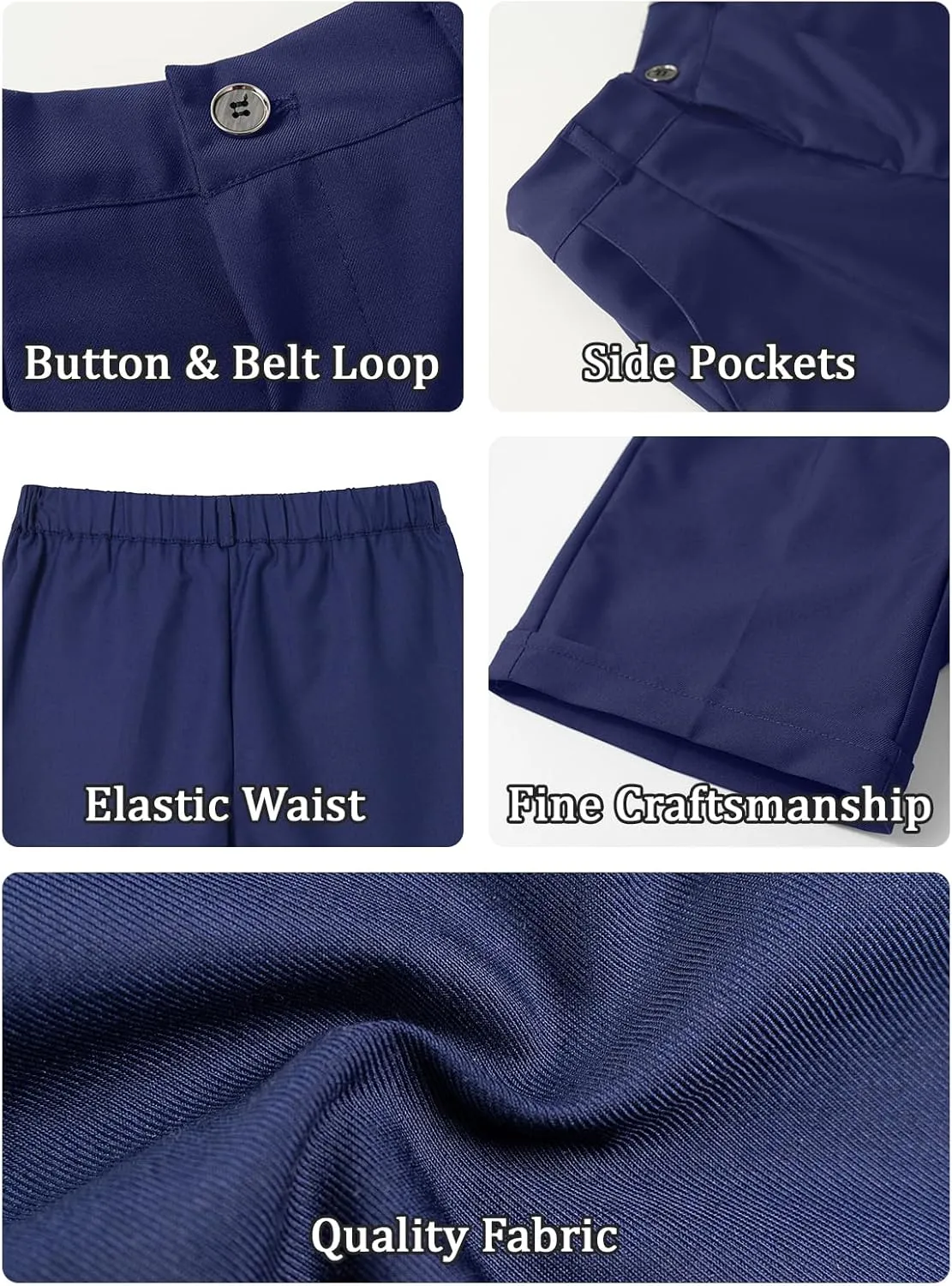 LOLANTA Boys Dress Shorts, Kids Summer Shorts School Uniform Outfit,Flat Front, Solid, Adjustable Waist 2-14 Years