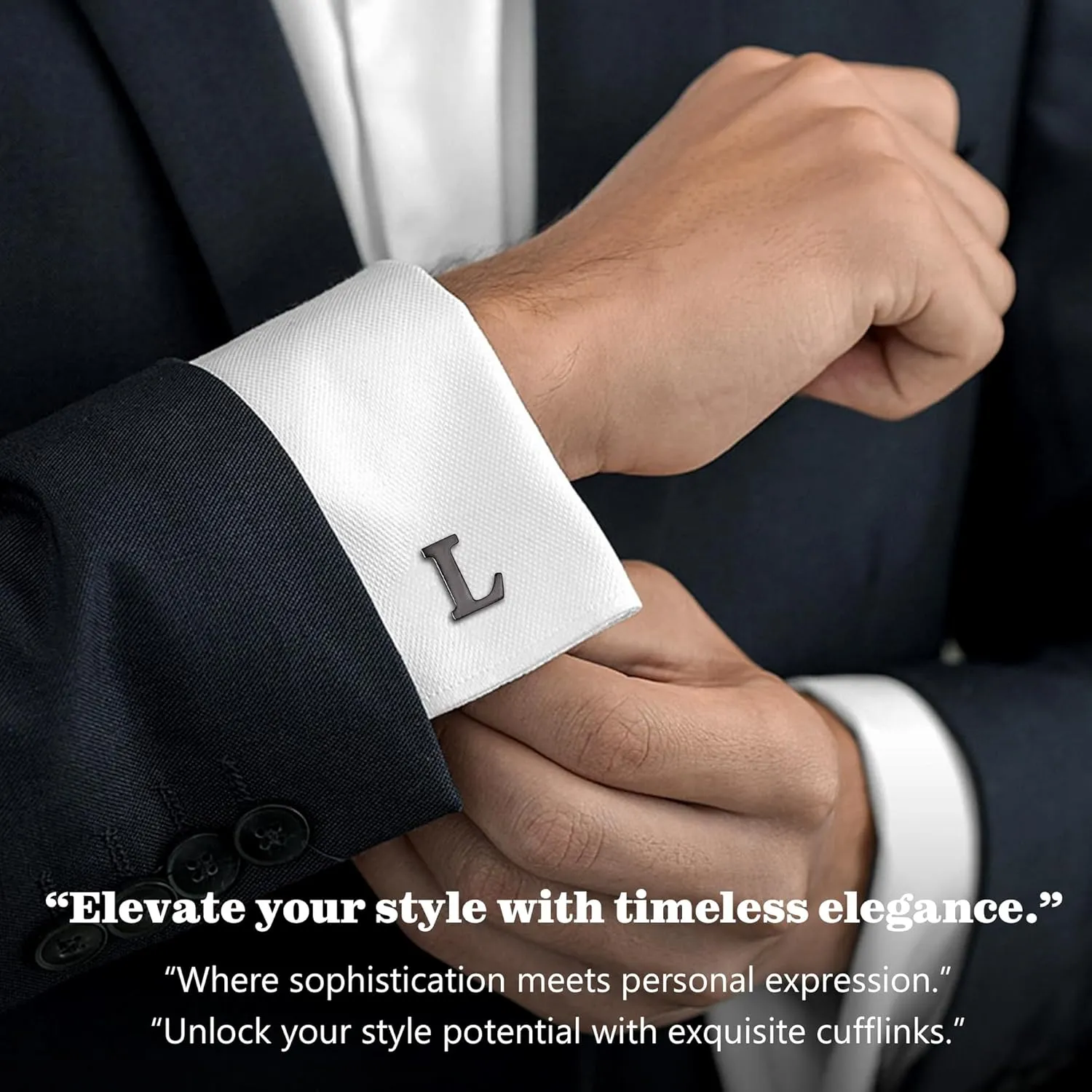 LOLIAS 3 Pairs Cufflinks For Men Personalized Initial Cuff Links Mens Letter CuffLinks for Casual to Formal with Gift Box Silver Black Gold Cufflinks Set for Father Husband Groom