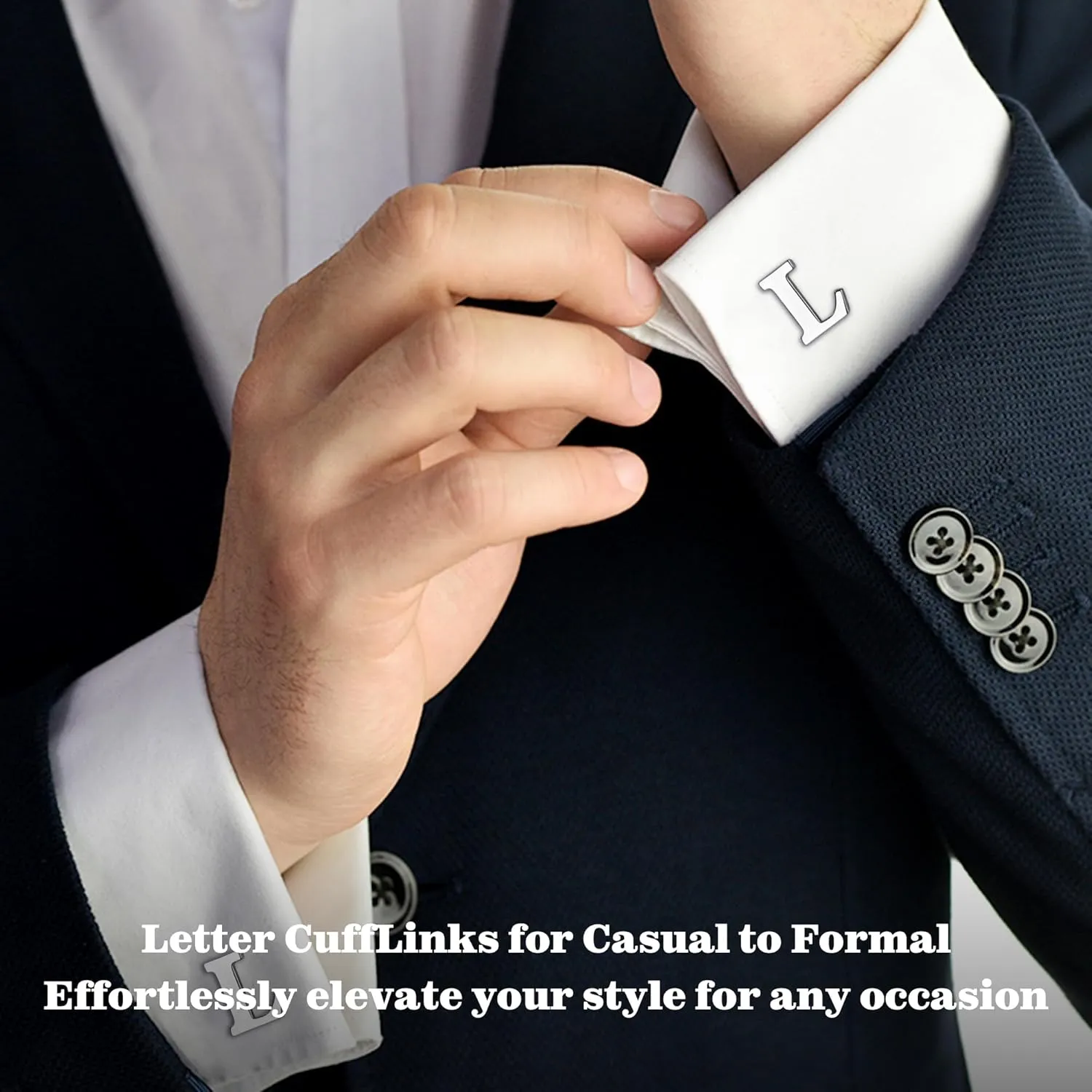 LOLIAS 3 Pairs Cufflinks For Men Personalized Initial Cuff Links Mens Letter CuffLinks for Casual to Formal with Gift Box Silver Black Gold Cufflinks Set for Father Husband Groom