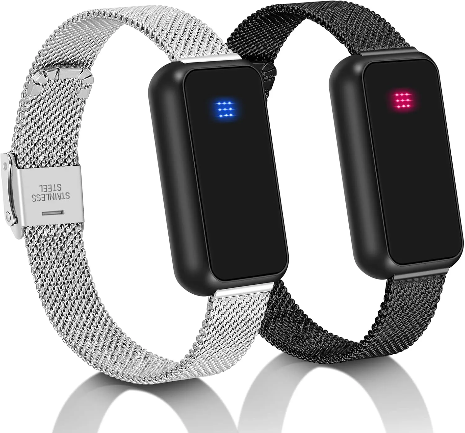 Long Distance Touch Bracelets, Send SOS SMS, Remote Smart Connection Vibration & Light Up Bracelet for Relationship Couples Girlfriend Boyfriend Family Passing on Love&Miss Gifts Jewelry Black Silver