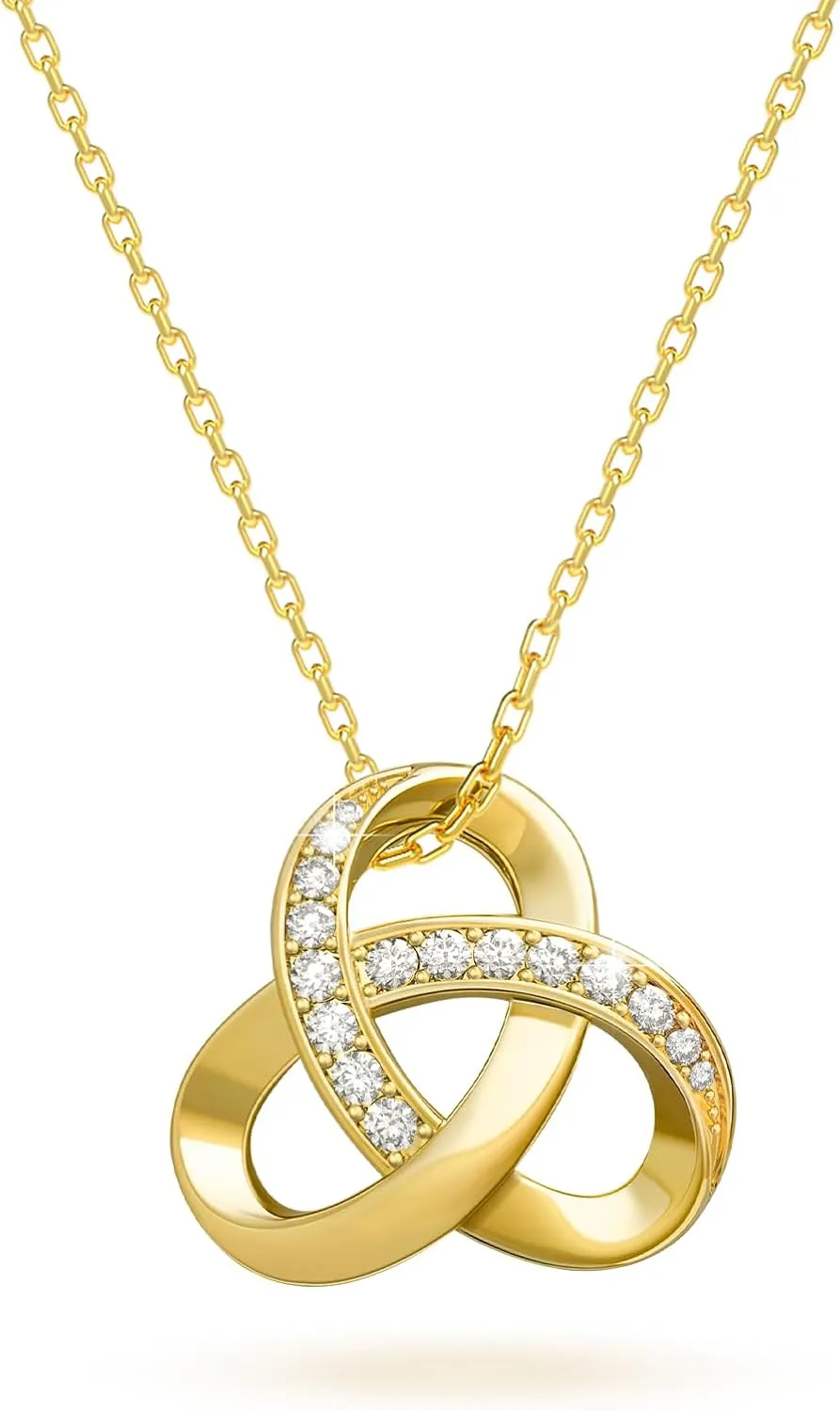 Love Knot Necklace for Women Infinity Interlocking Knot Pendant Adjustable 20in Necklace Anniversary and Birthday Jewelry Gift