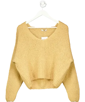 Lumina Beige Slouchy V-neck Mohair Blend Sweater