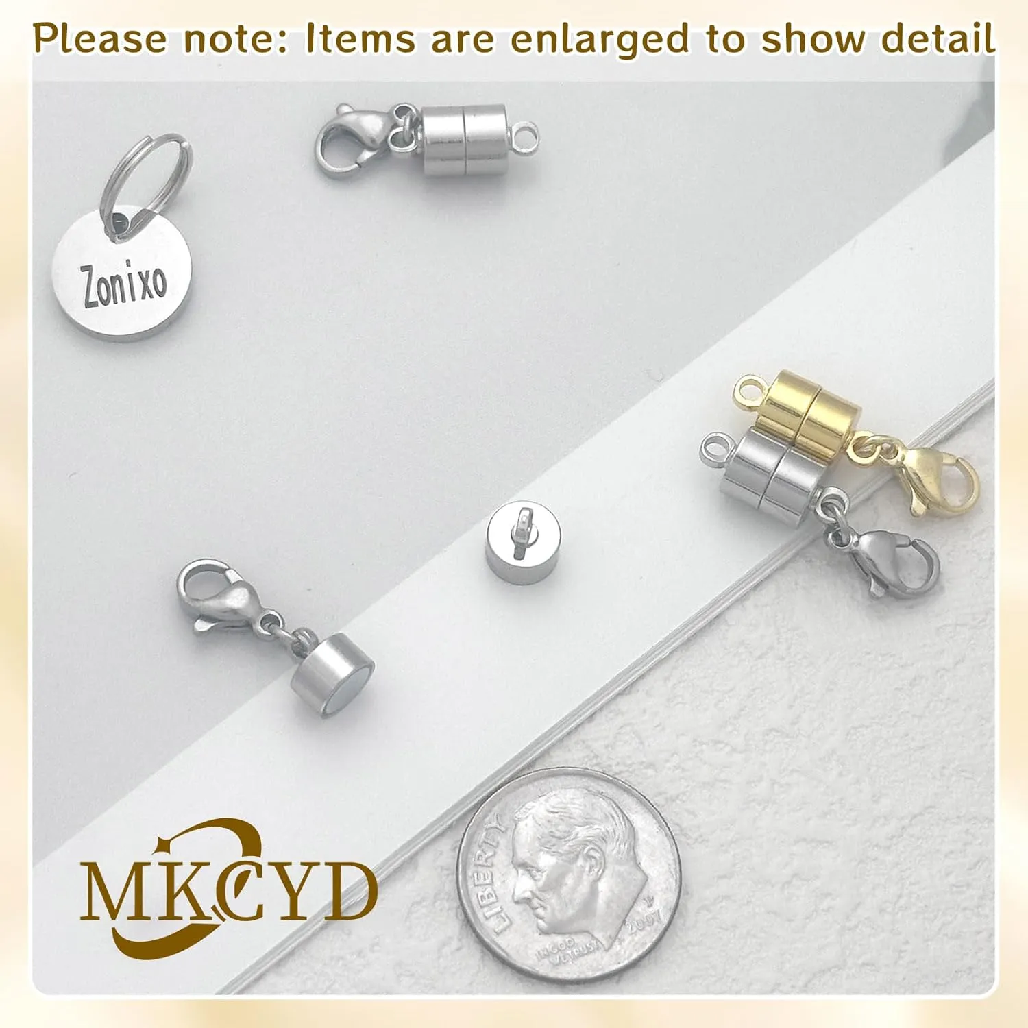 Magnetic Necklace Clasp with Lobster Clasp,14K Gold and Silver Magnetic Jewelry Clasps for Necklace Extender Bracelet Closures
