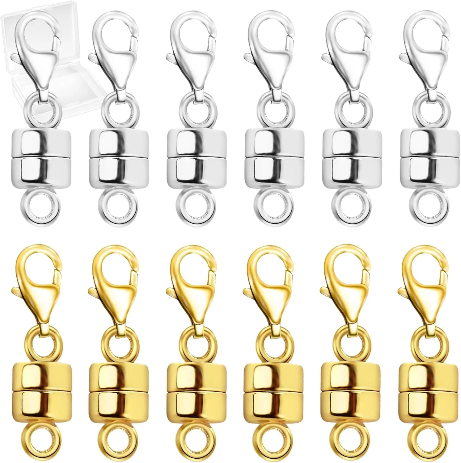 Magnetic Necklace Clasp with Lobster Clasp,14K Gold and Silver Magnetic Jewelry Clasps for Necklace Extender Bracelet Closures