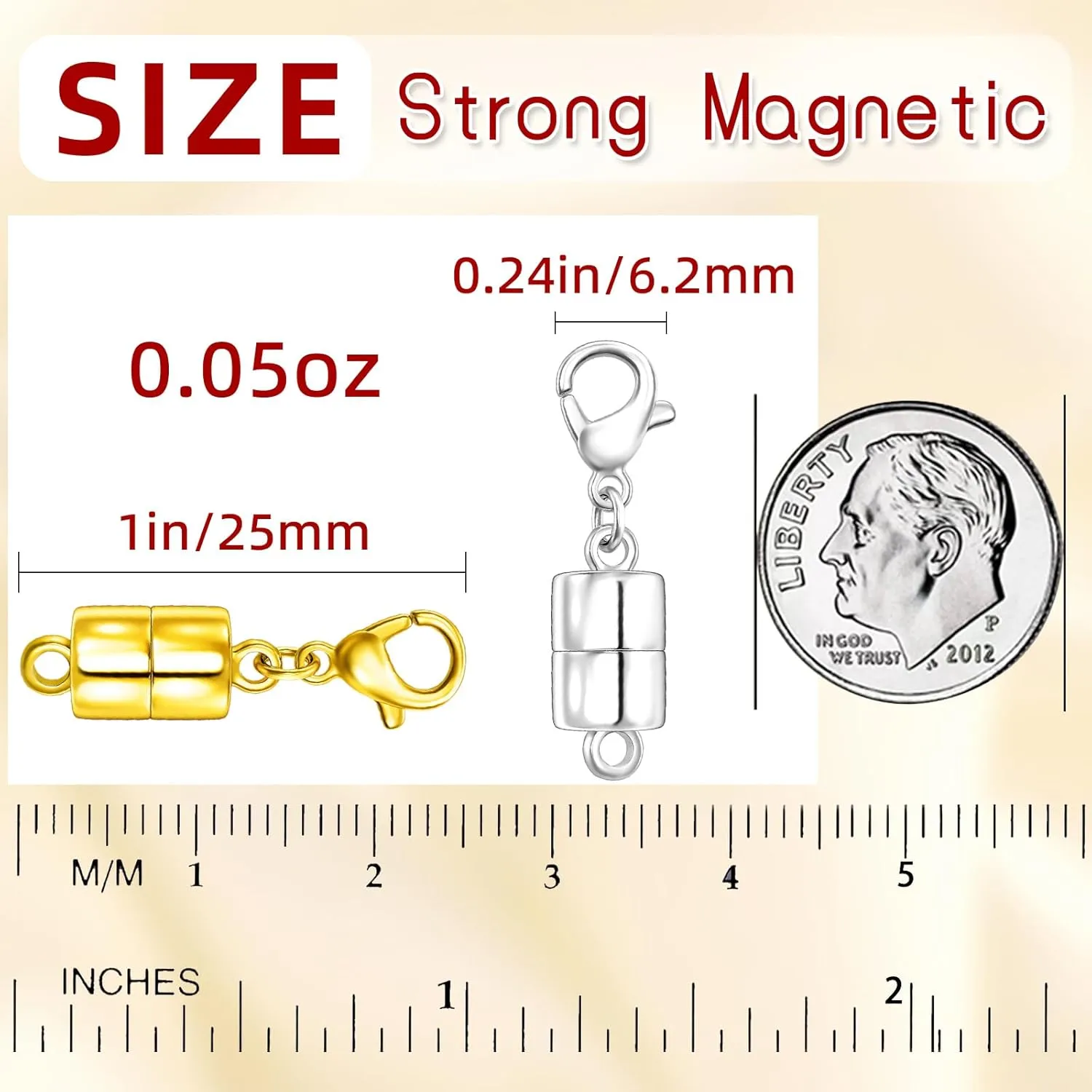 Magnetic Necklace Clasp with Lobster Clasp,14K Gold and Silver Magnetic Jewelry Clasps for Necklace Extender Bracelet Closures