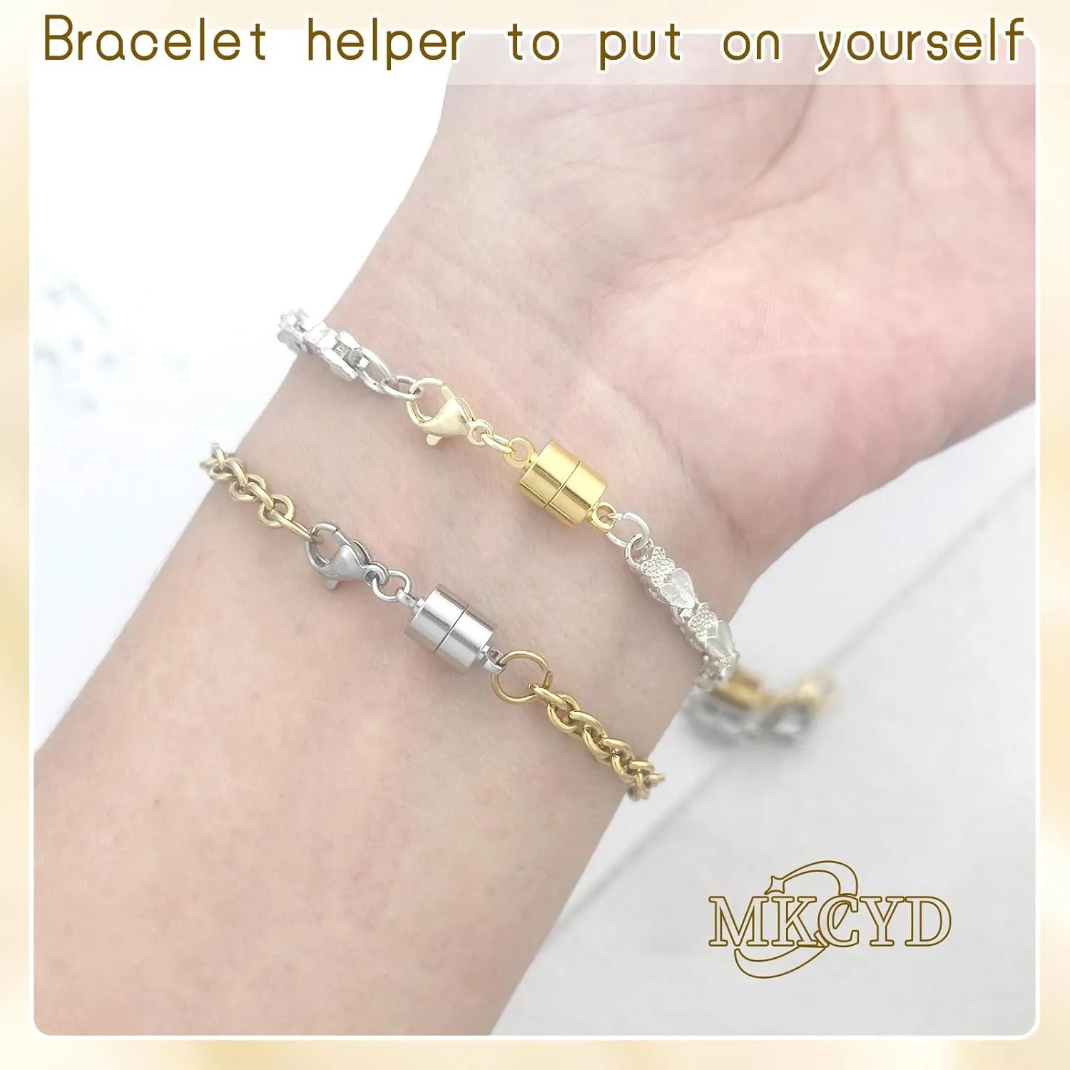 Magnetic Necklace Clasp with Lobster Clasp,14K Gold and Silver Magnetic Jewelry Clasps for Necklace Extender Bracelet Closures