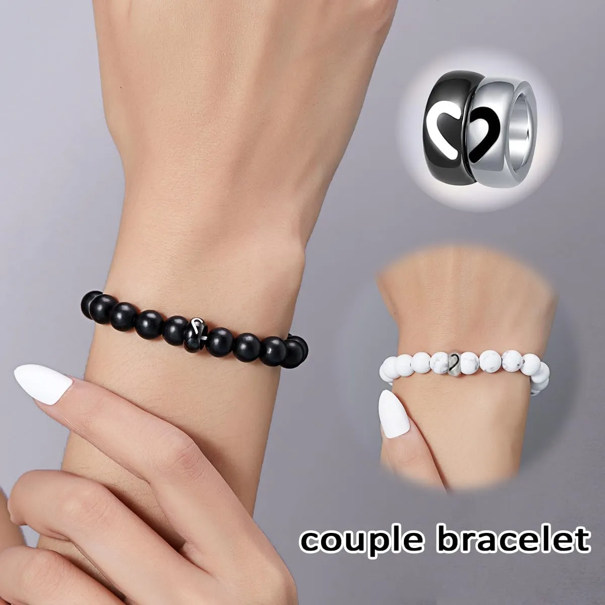 Matching Couple Ring Bracelets Gifts for Boyfriend Husband Fiance Wife Valentine's Day Anniversary Birthday Engagement Gift