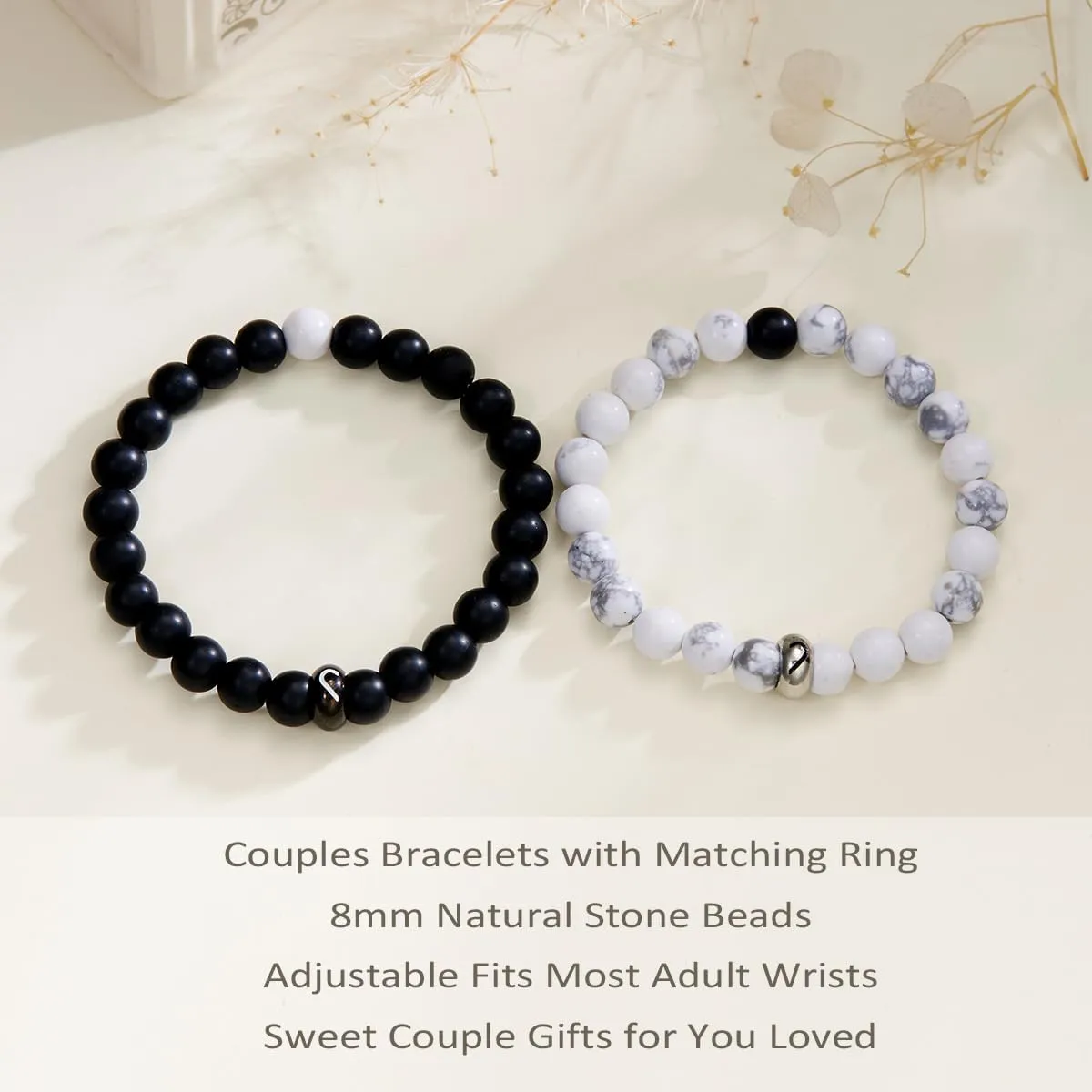 Matching Couple Ring Bracelets Gifts for Boyfriend Husband Fiance Wife Valentine's Day Anniversary Birthday Engagement Gift