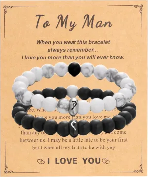 Matching Couple Ring Bracelets Gifts for Boyfriend Husband Fiance Wife Valentine's Day Anniversary Birthday Engagement Gift