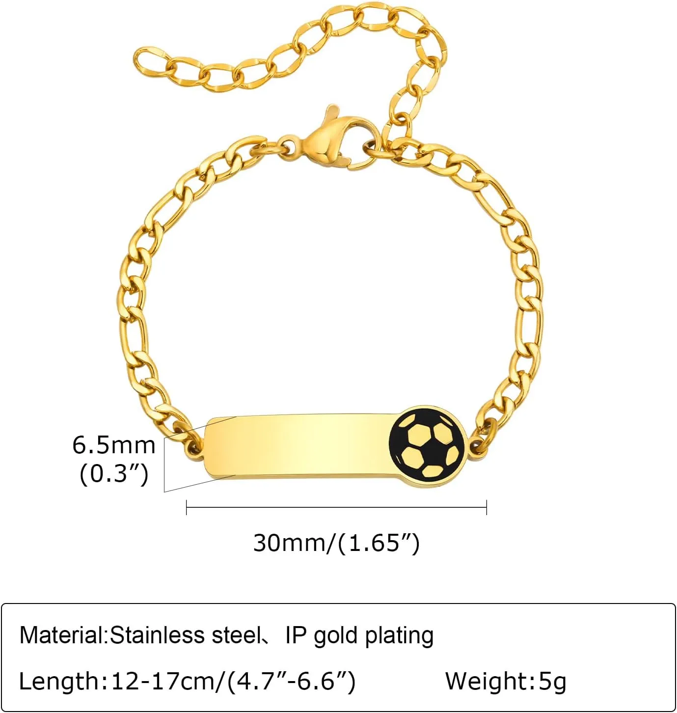 MEALGUET Personalized Gold Baby Bracelet with Name : Custom Engraved Figaro Chain Kids Cartoon ID Charm Bracelets Jewelry Infant Girls Boys Toddler Birthday Gifts