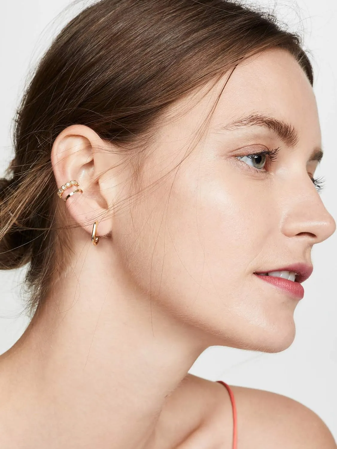 Me&Hz Gold Huggie Earrings Small Huggie Hoop Earrings for Women 14K Gold Plated Hypoallergenic Cubic Zirconia Huggies Mini Silver Hoop Earring for Women