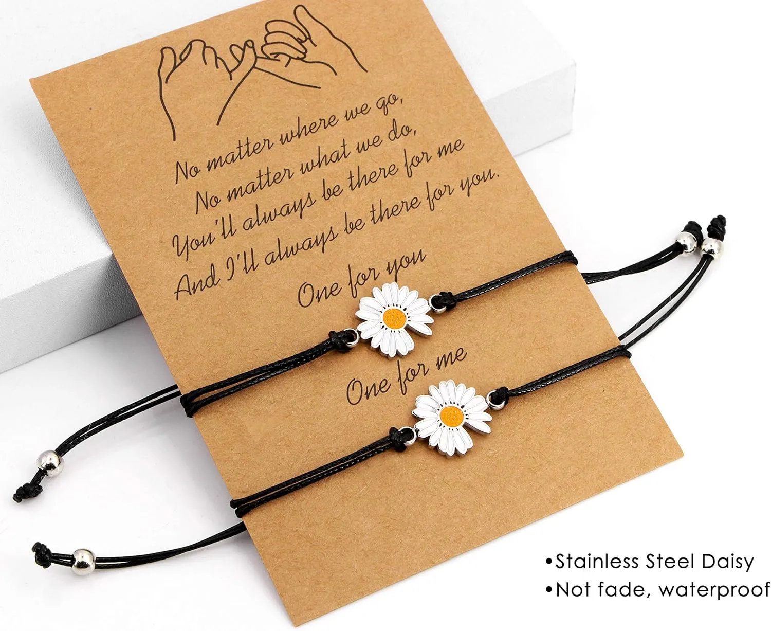 Me&Hz Pinky Promise Bracelet Sunflower/Cross/Heart/Compass Matching Couple Friendship Bracelets Mother Daughter Best Friend Gift for Women