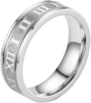 Men Women's Roman Numeral Stainless Steel Ring Vintage Personalized Number Hip Hop Ring Band Finger Jewelry