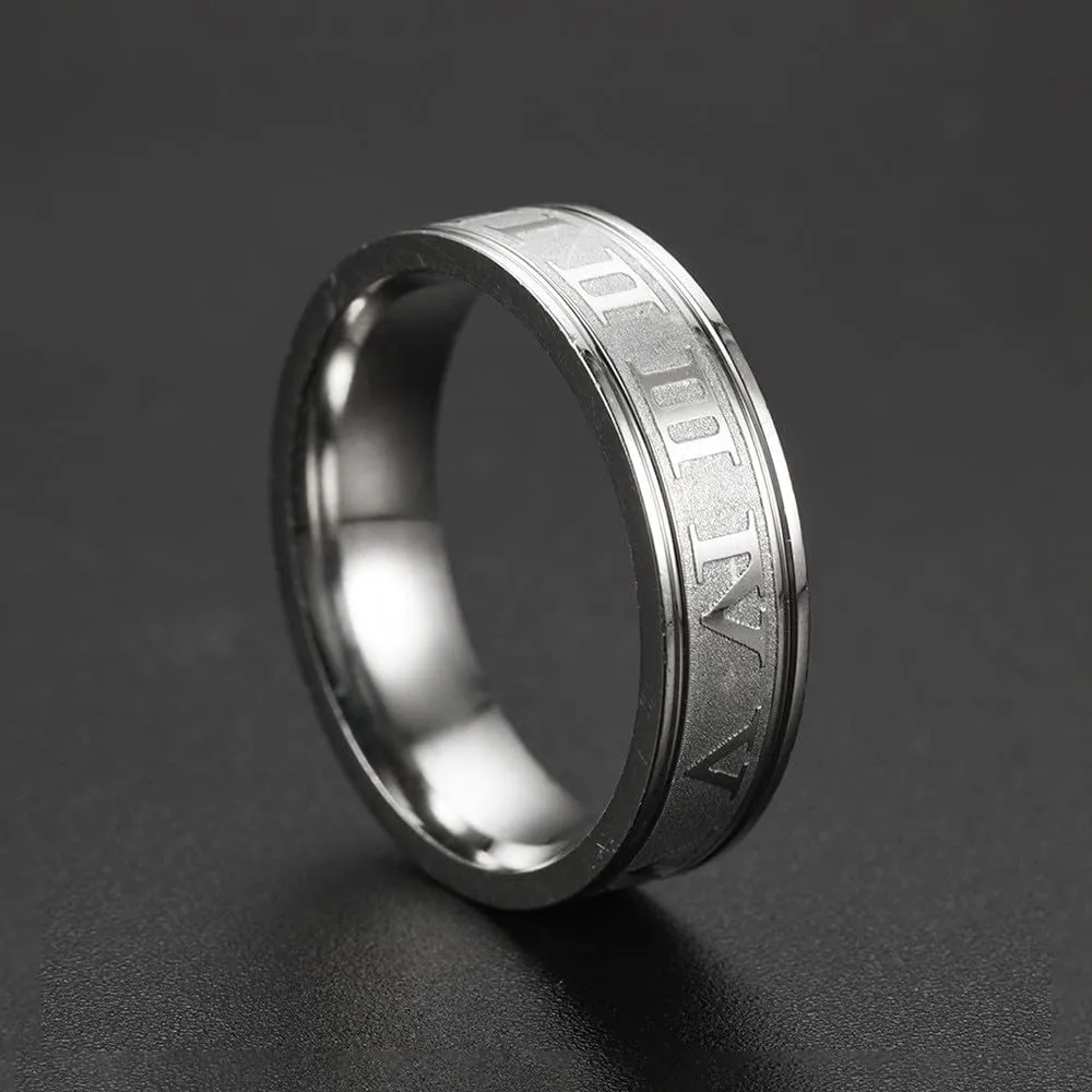 Men Women's Roman Numeral Stainless Steel Ring Vintage Personalized Number Hip Hop Ring Band Finger Jewelry