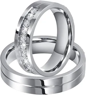 Men's 316L Stainless Steel Couple Ring Silver