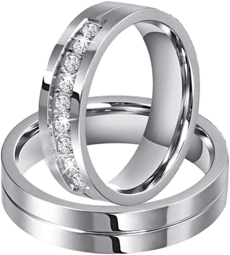 Men's 316L Stainless Steel Couple Ring Silver