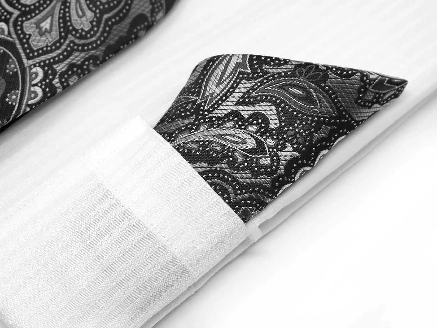 Men's Solid Striped Pattern Regular Fit French Cuffs Dress Shirts with Tie Hanky Cufflinks Combo