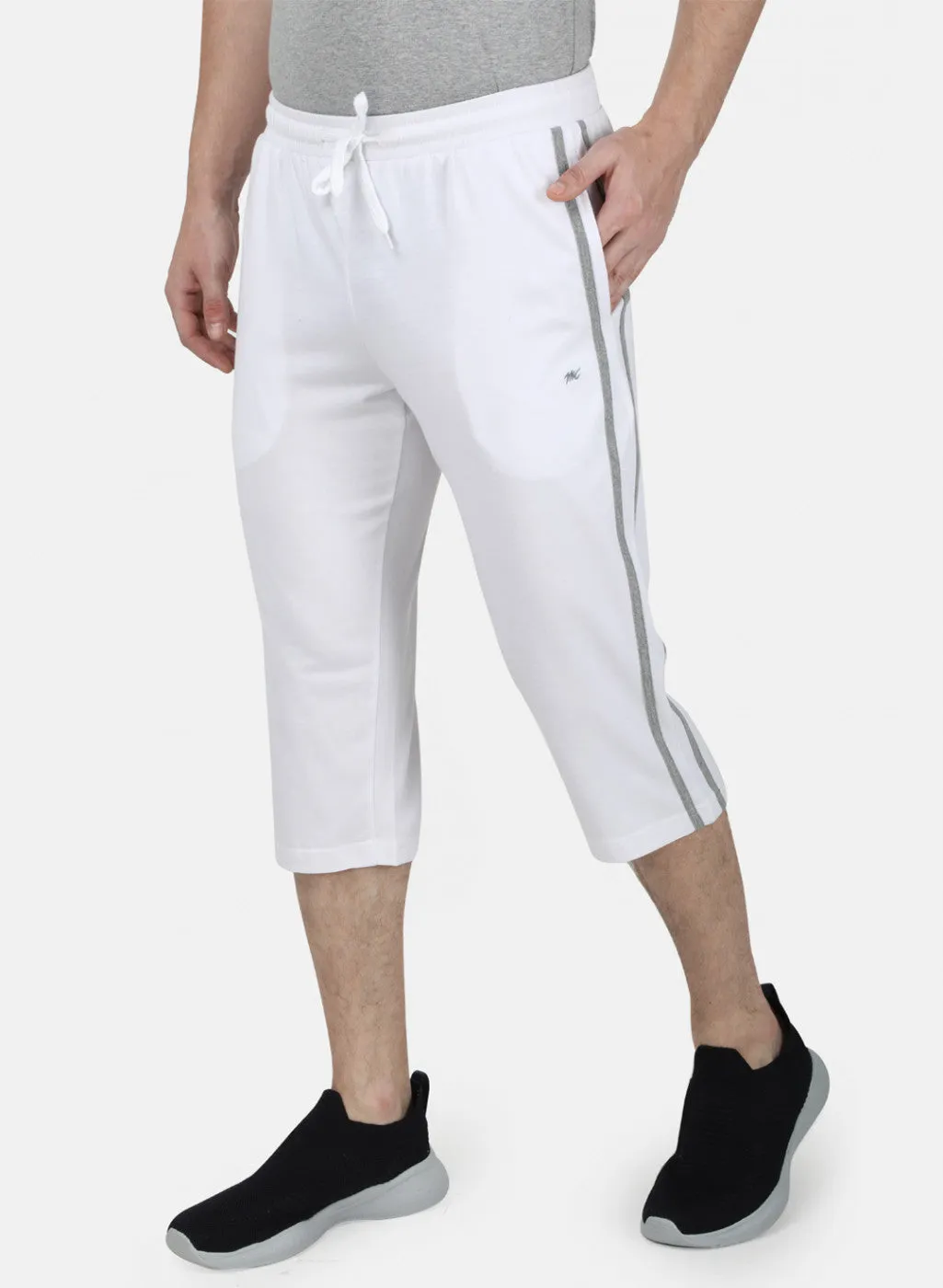Mens White Plain Capri