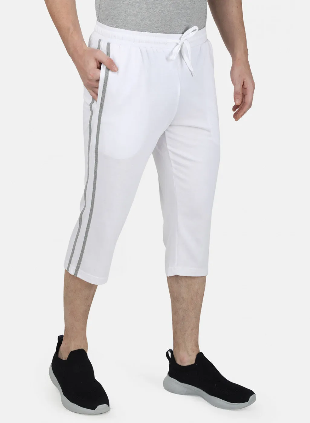 Mens White Plain Capri