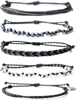 Mezcla Vida Bohemian Starfish Charm Silver Zinc Beaded Waterproof Rope Surfing Bracelets Sets For Women, Beach Handmade String Jewelry