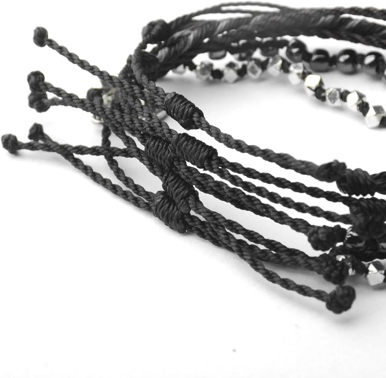 Mezcla Vida Bohemian Starfish Charm Silver Zinc Beaded Waterproof Rope Surfing Bracelets Sets For Women, Beach Handmade String Jewelry